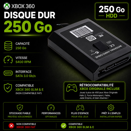 Disque dur xbox 360 - dur, slim